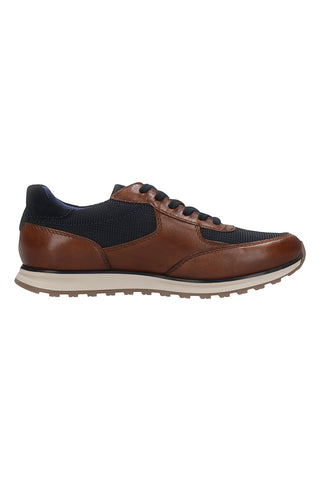 Sneakers marroni e blu in pelle con lacci Bugatti 335A021P41696341