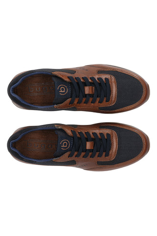Sneakers marroni e blu in pelle con lacci Bugatti 335A021P41696341