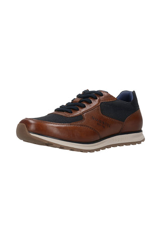 Sneakers marroni e blu in pelle con lacci Bugatti 335A021P41696341