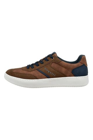 Cognacfarbene und blaue Turnschuhe mit Bugatti-Schnürung 325AVH0250006300
