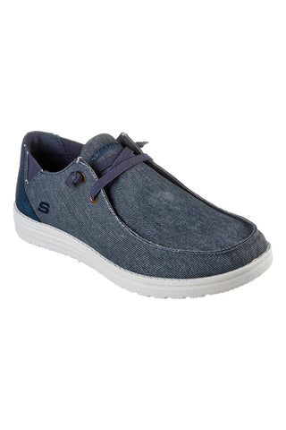 Blaue Slip-on Freizeitschuhe mit Memory Foam Skechers Melson Raymon