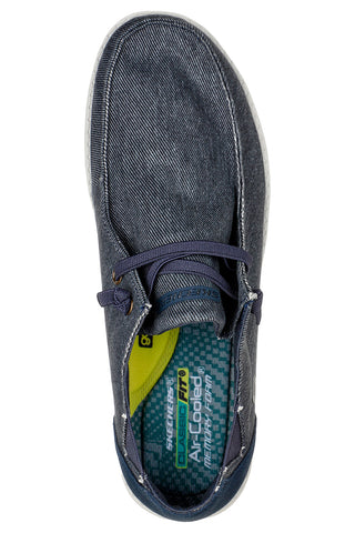 Blaue Slip-on Freizeitschuhe mit Memory Foam Skechers Melson Raymon