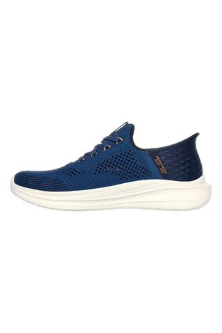 Sneakers slip ins blu in knit Skechers Slade quinto