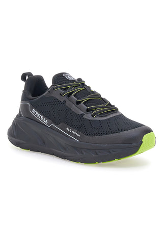 Scarpe da ginnastica nere con dettagli lime Route 66 RO51038D