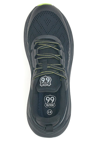 Scarpe da ginnastica nere con dettagli lime Route 66 RO51038D