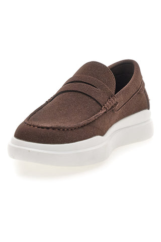 Mocassini caffè slip on con suola bianca Longford C53086