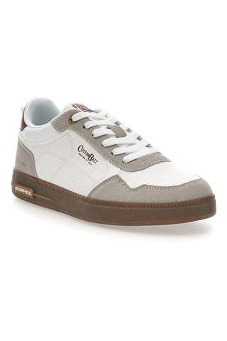 Weiße Turnschuhe mit braunen Details Baumwollgürtel HOOK CVS