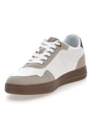 Weiße Turnschuhe mit braunen Details Baumwollgürtel HOOK CVS