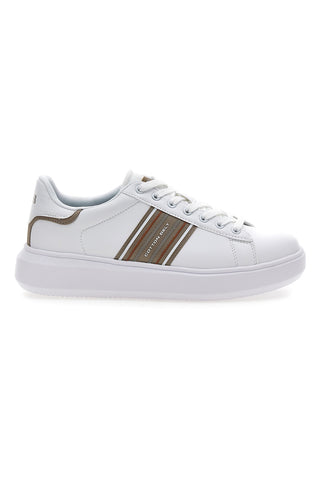 Sneakers bianche con bande laterali oro Cotton belt BRIGHTON 2.0 LTH