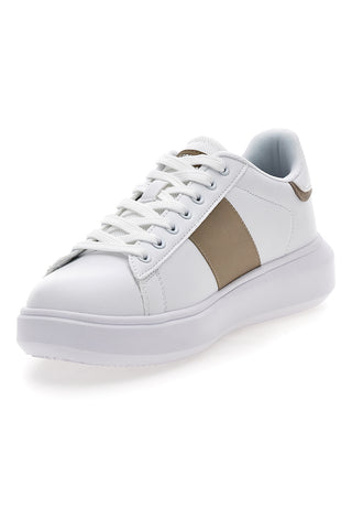 Weiße Sneakers mit goldenen Seitenstreifen Baumwollgürtel BRIGHTON 2.0 LTH