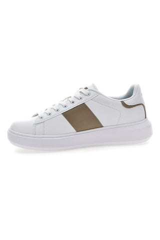 Weiße Sneakers mit goldenen Seitenstreifen Baumwollgürtel BRIGHTON 2.0 LTH