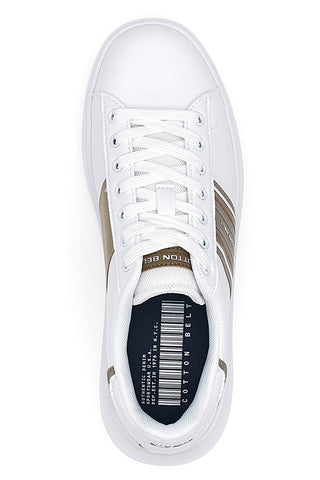 Weiße Sneakers mit goldenen Seitenstreifen Baumwollgürtel BRIGHTON 2.0 LTH