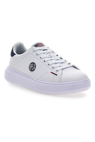 Weiße Sneakers mit blauen Details Baumwollgürtel LONDON LTH 4.0