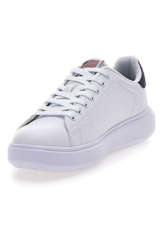 Weiße Sneakers mit blauen Details Baumwollgürtel LONDON LTH 4.0