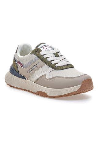 Weiße und beigefarbene Sneakers mit mehrfarbiger, geriffelter Sohle Carrera CAM45939J6377
