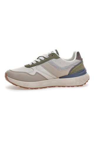 Weiße und beigefarbene Sneakers mit mehrfarbiger, geriffelter Sohle Carrera CAM45939J6377