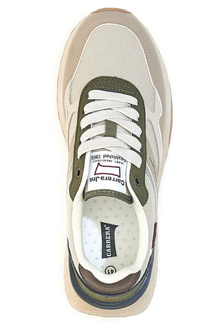 Weiße und beigefarbene Sneakers mit mehrfarbiger, geriffelter Sohle Carrera CAM45939J6377
