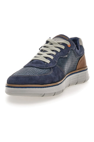 Blaue perforierte Schnürschuhe mit seitlichem Reißverschluss Pittarello Eco 26111008