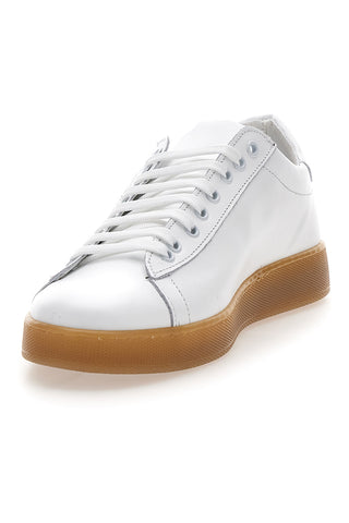 Herren Turnschuhe aus weißem Leder mit Gummisohle Ptr 3000