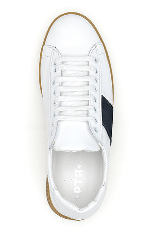 Herren Turnschuhe aus weißem Leder mit Gummisohle Ptr 3000