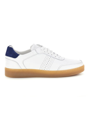 Weiße Turnschuhe aus echtem Leder mit perforierter Zehe Ptr 7000