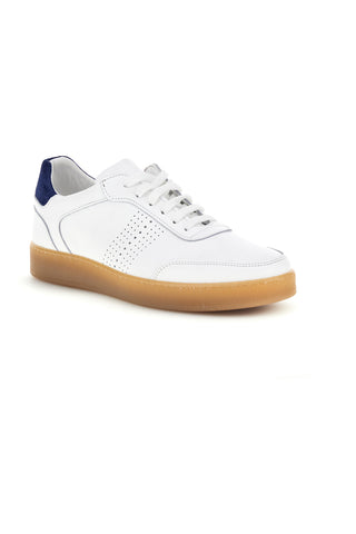Weiße Turnschuhe aus echtem Leder mit perforierter Zehe Ptr 7000