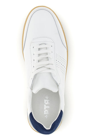 Weiße Turnschuhe aus echtem Leder mit perforierter Zehe Ptr 7000