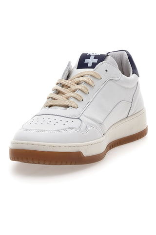 Sneaker bianca in vera pelle con dettagli blu Pittarello Plus S10