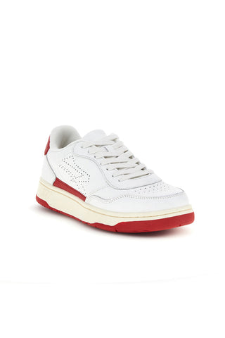 Weißes und rotes Leder perforierte Zehe Turnschuhe U.power U1003RM