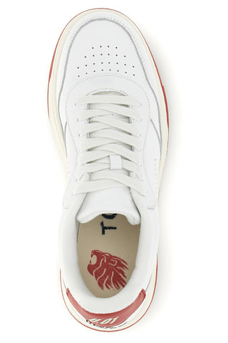 Weißes und rotes Leder perforierte Zehe Turnschuhe U.power U1003RM