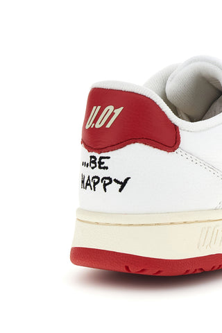 Weißes und rotes Leder perforierte Zehe Turnschuhe U.power U1003RM