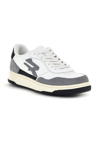 Weiße und graue Lederschuhe mit perforierter Zehe U.power U1400BC