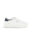 Weiße Sneaker mit blauer Ferse und goldenem Gas Leonard-Logo GAM624507