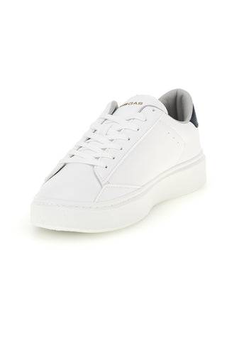 Weiße Sneaker mit blauer Ferse und goldenem Gas Leonard-Logo GAM624507