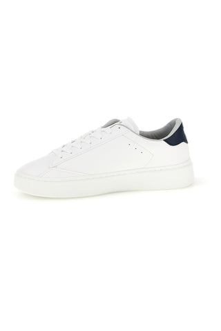 Weiße Sneaker mit blauer Ferse und goldenem Gas Leonard-Logo GAM624507