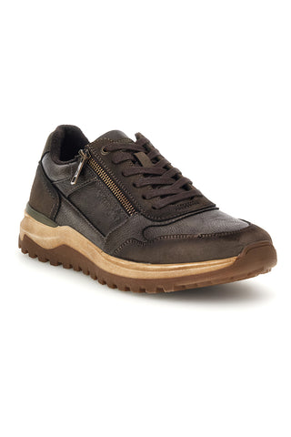 Sneakers marroni con zip laterale e suola metallizzata Wrangler Wriv Men Low