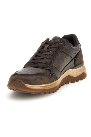 Sneakers marroni con zip laterale e suola metallizzata Wrangler Wriv Men Low