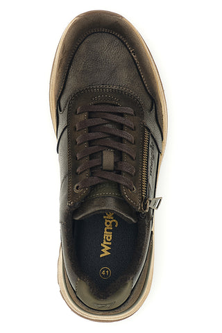 Sneakers marroni con zip laterale e suola metallizzata Wrangler Wriv Men Low