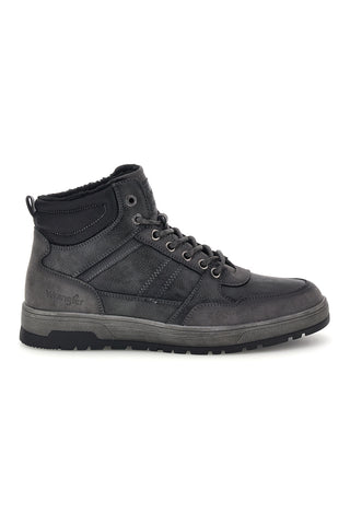 Sneakers alte grigie con fodera calda e logo impresso Wrangler Grit Men Mid