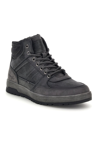 Sneakers alte grigie con fodera calda e logo impresso Wrangler Grit Men Mid