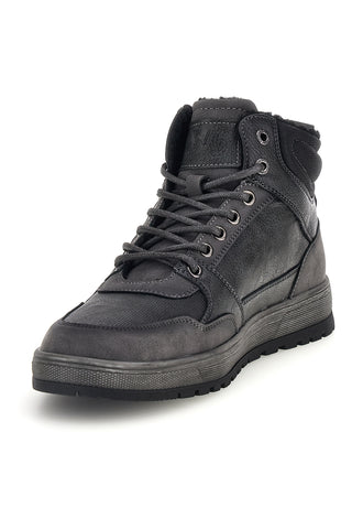 Sneakers alte grigie con fodera calda e logo impresso Wrangler Grit Men Mid
