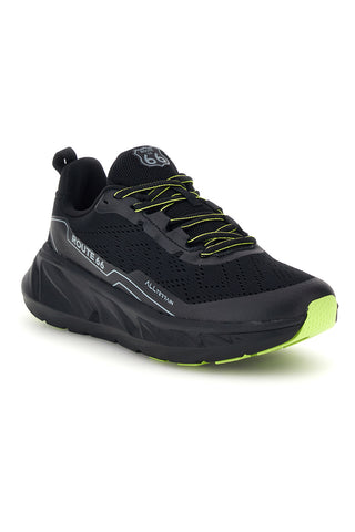 Schwarze Sneaker mit Lochmuster und neongelben Details Route 66 RO51038D