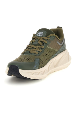 Sneakers verde militare traforate con suola alta Route 66 RO51811D