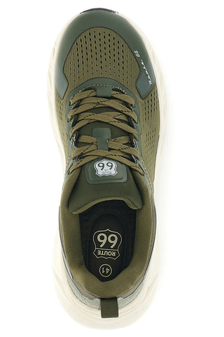 Sneakers verde militare traforate con suola alta Route 66 RO51811D