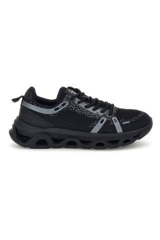 Schwarze Sneaker aus Stoff mit grauen Details 2t2l B009