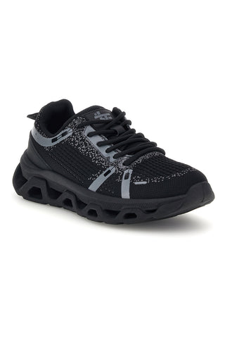 Schwarze Sneaker aus Stoff mit grauen Details 2t2l B009