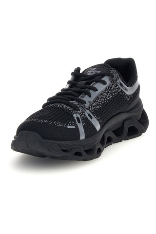 Schwarze Sneaker aus Stoff mit grauen Details 2t2l B009