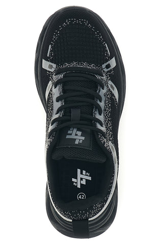 Schwarze Sneaker aus Stoff mit grauen Details 2t2l B009