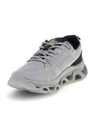 Graue Sneaker aus Stoff mit neonfarbenen Details 2t2l B009