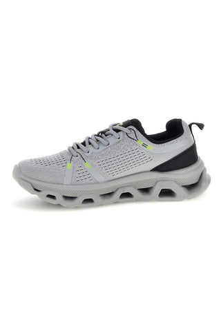 Graue Sneaker aus Stoff mit neonfarbenen Details 2t2l B009